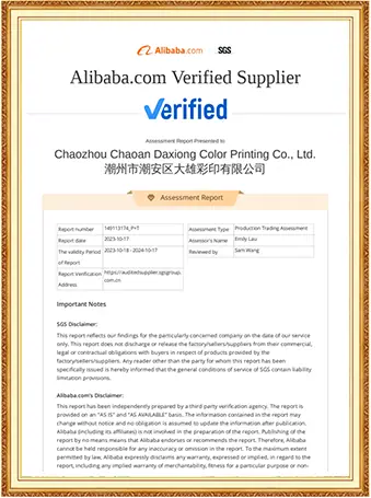 Verified supplier assessment